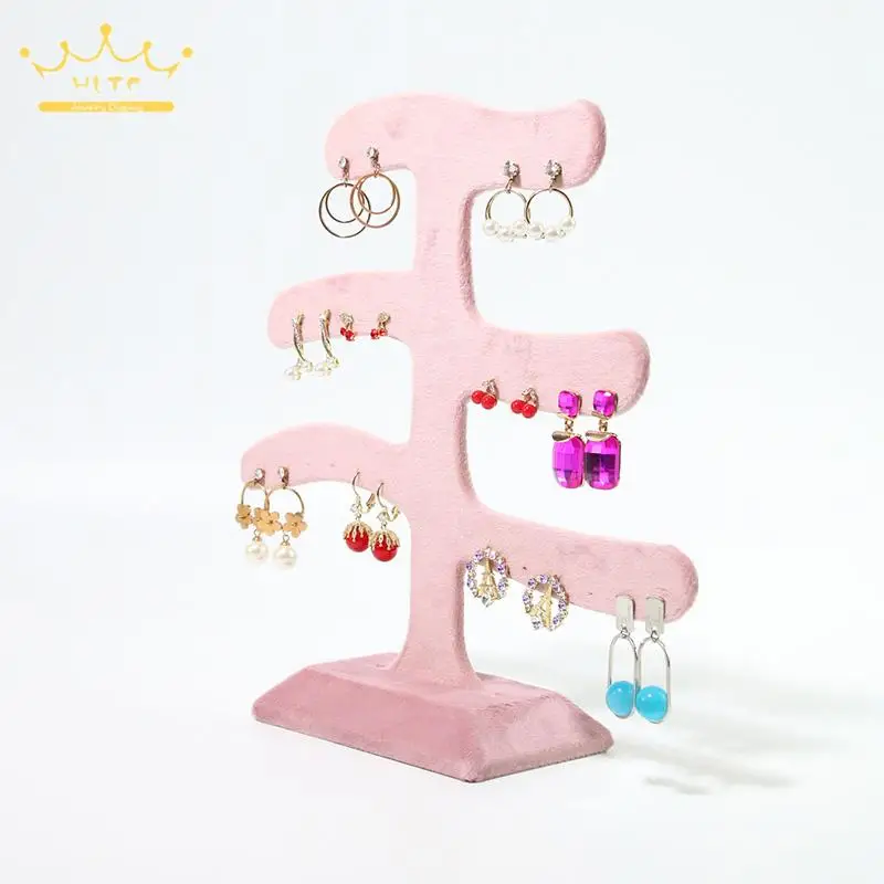 

Earring Organizer Pink Velvet Earrings Storage Holder Removable Jewelry Display Props Mounts Ear Stud Display Stand