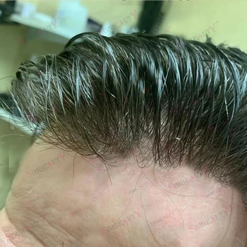 Peau Ultra fine 0.02mm peau complète cheveux humains 2025 nouveau toupet pour hommes non détecté ligne de cheveux naturelle prothèse capillaire système de boucle en V