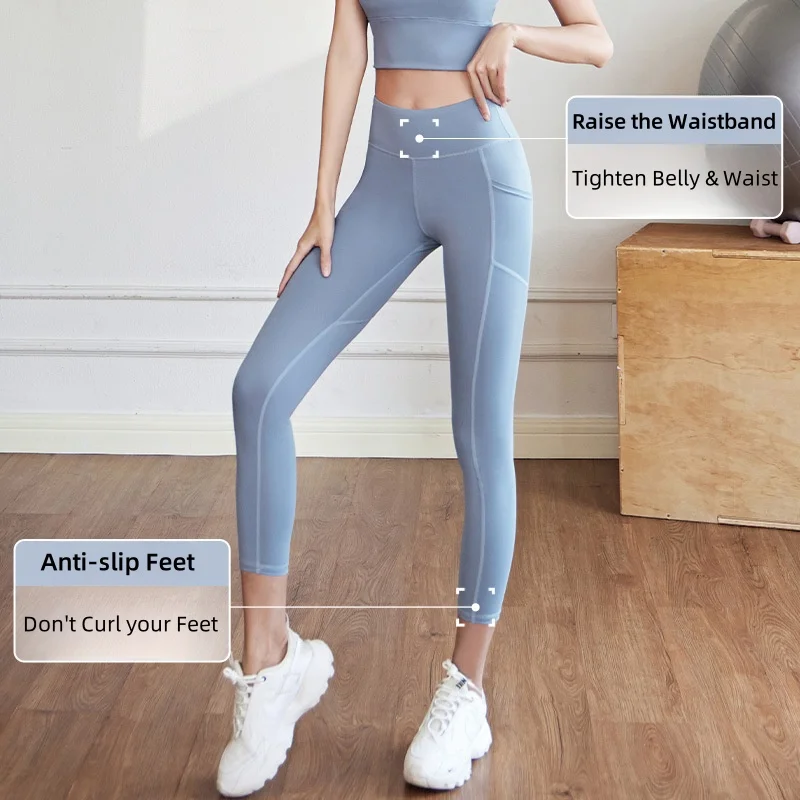 Jogger z wysoką talią Siatkowa kieszeń boczna Fitness Gym Legging Strój sportowy dla kobiet Yoga Wear Tight Gym Workout Running Bike Clothing