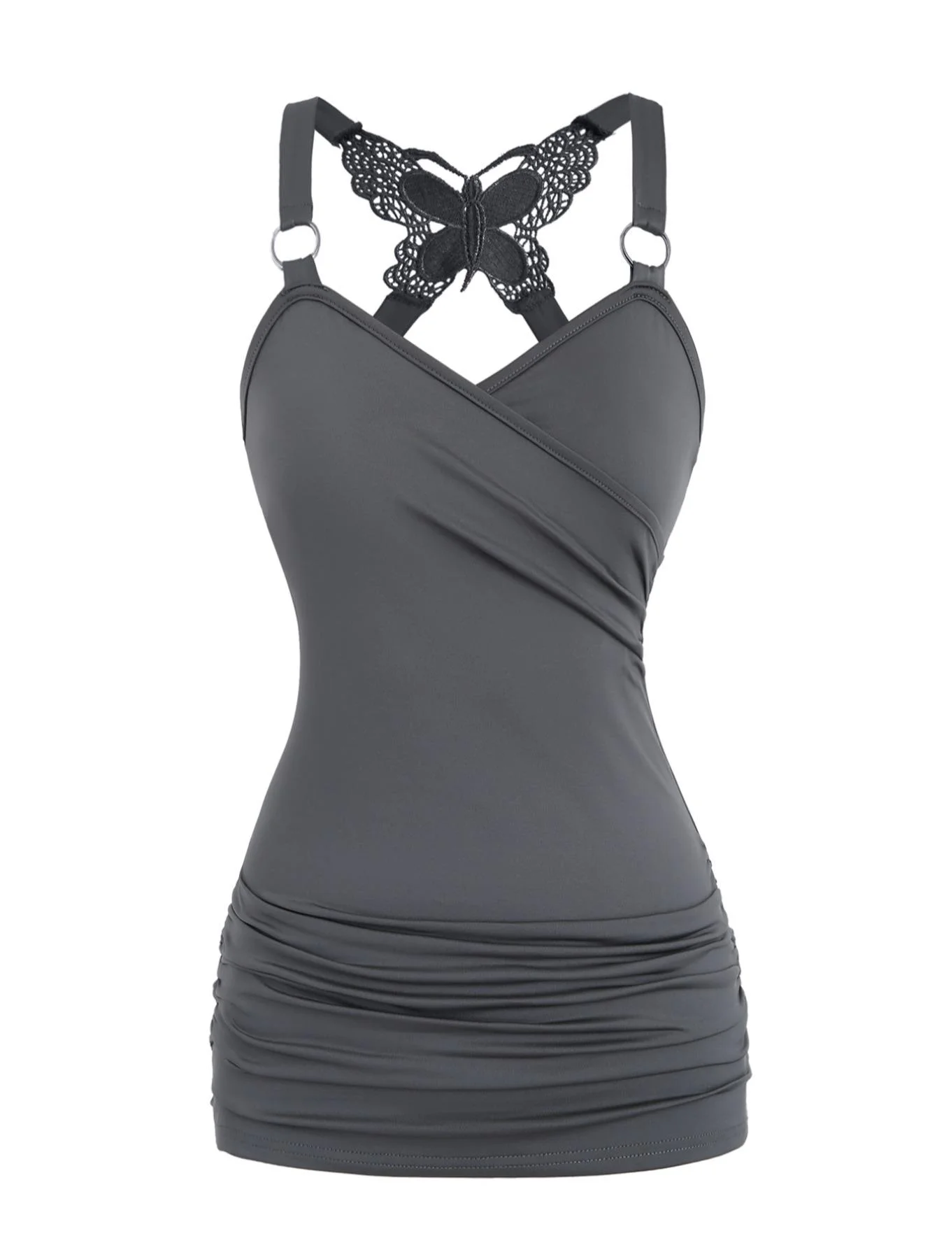 Top corto incrociato in pizzo a farfalla con pantaloni lunghi a gamba larga tie-dye Set abito casual Boho da donna