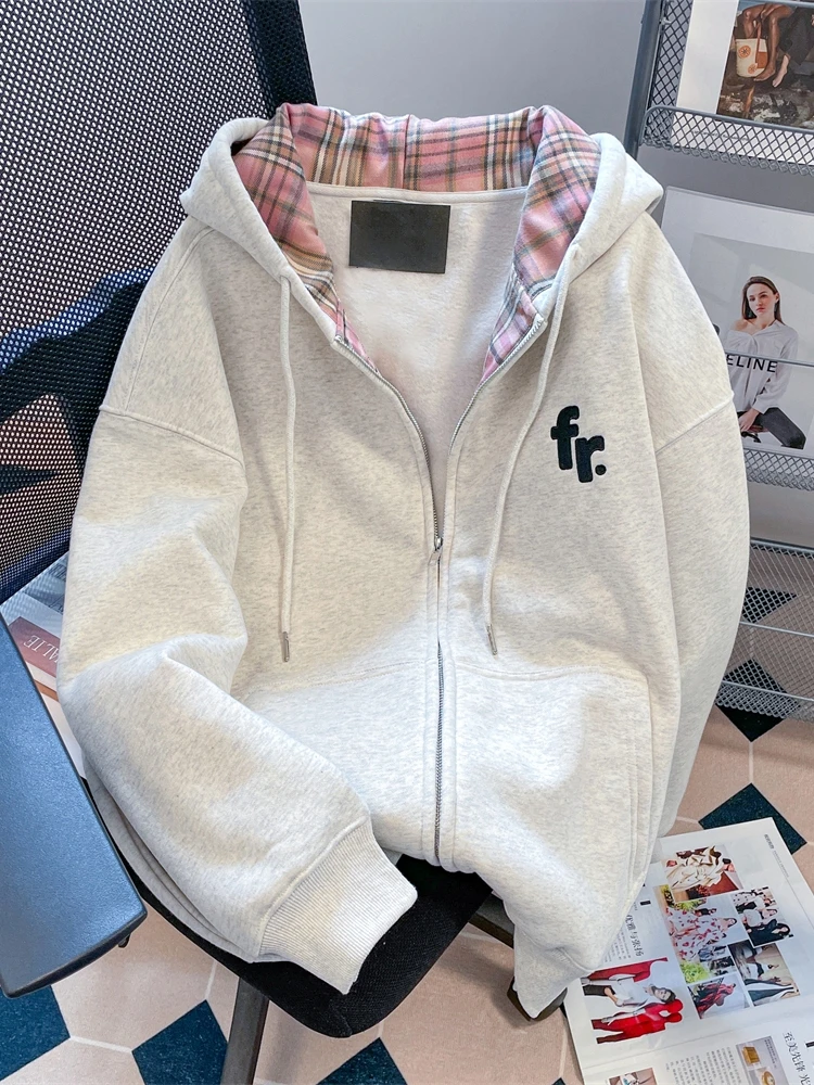 

Уникальный дизайн, цветной клетчатый худи-куртка для женщин, осенне-зимняя модная, повседневная, стройнящая, универсальная, трендовая.