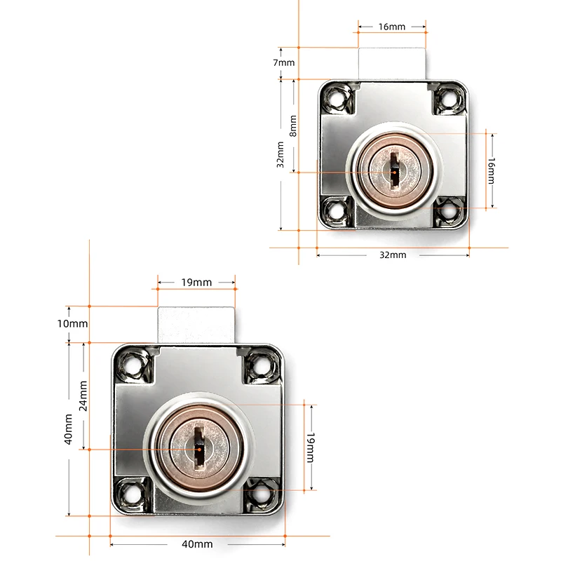 Drawer Locks with 2 Keys Cabinet Desk Drawer Lock Rolled Steel Furniture Hardware Cam Locks Square Tongue Drawer Lock^..