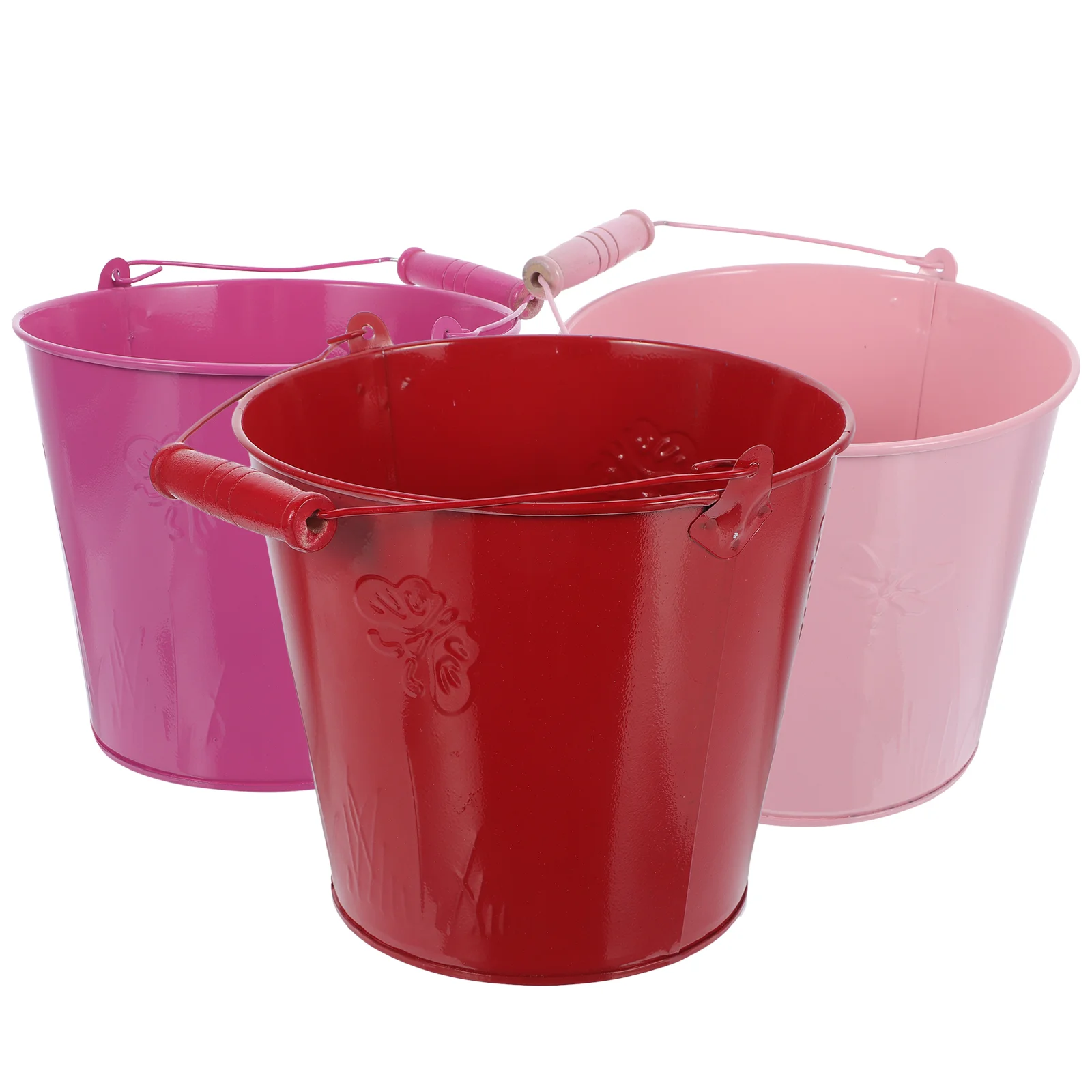 

3 Pcs Mini Metal Buckets 18.5x15x13cm Small Iron Pail Lid Handle Kids Beach Toys Storage Tin Bucket Party Favors Gardening