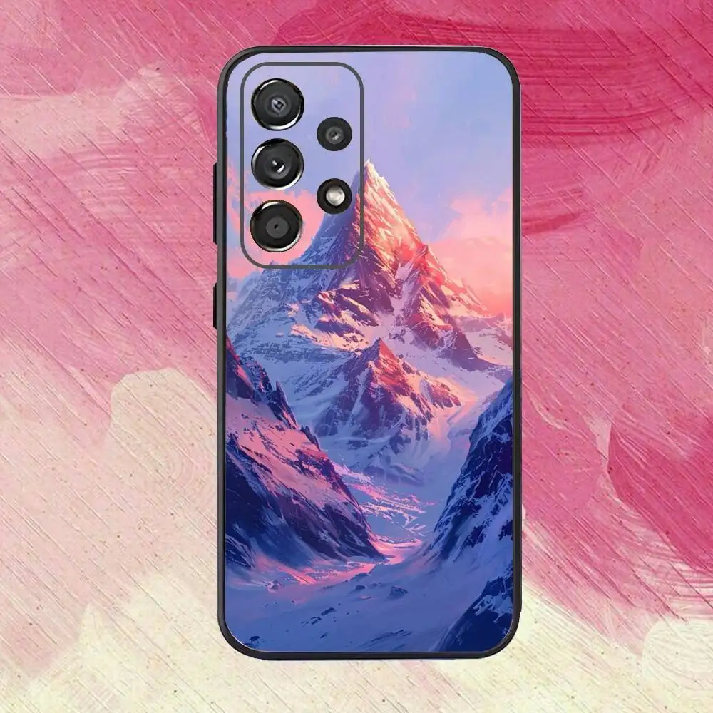 حافظة هاتف Snow M-Mountain12 Scenery لهاتف سامسونج S25، S24، S21، S22، S23، S30، Ultra، S20، Plus، Fe، Lite، Note، 10,9,5G غطاء أسود