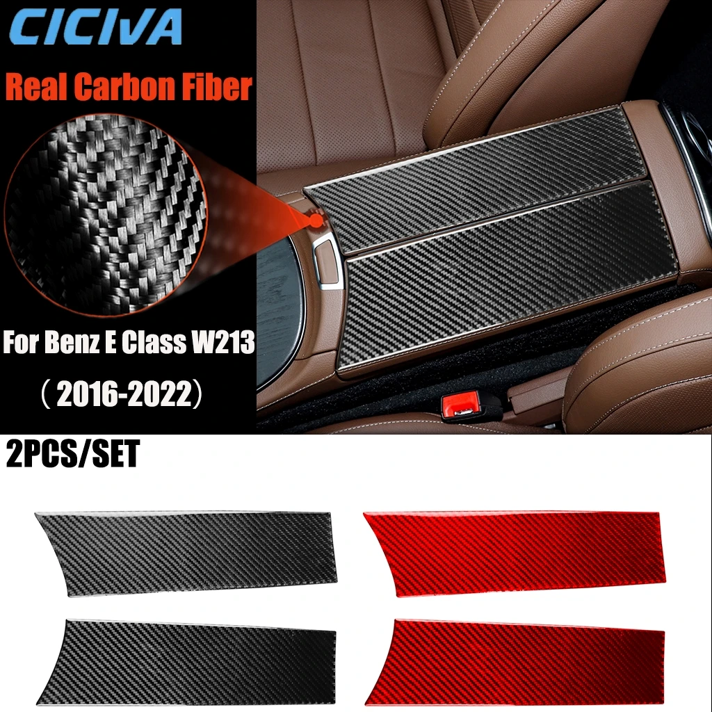 

Carbon Fiber Car Accessories Armrest Storage Panel Modified Interior Trim Cover Sticker For Mercedes Benz E Class W213 2016-2022