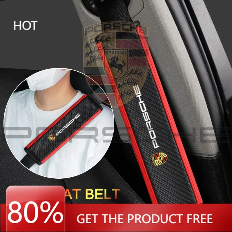 

For Porsche Cayenne Macan Panamera 918 911 2Pcs Car Seat Belt Shoulder Cover Safety Protector Pad Carbon Fibre For Porsche Cayen