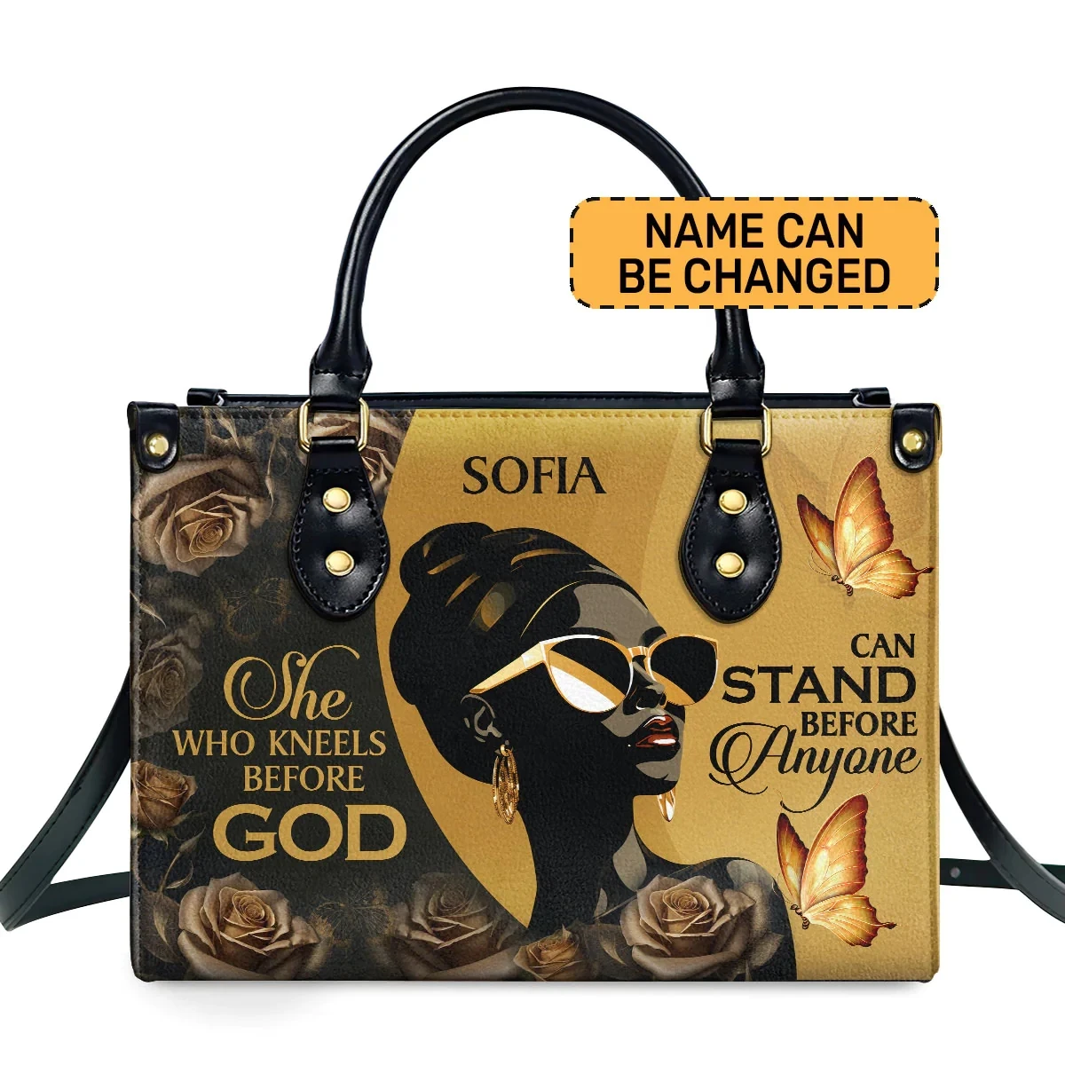 She Who Kneels Before God Can Stand Before Anyone - Personalized Leather Handbag Women Drop Ship Pod Custom Messenger Bags Girls