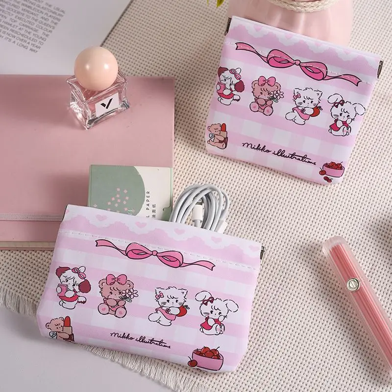Moda dos desenhos animados mikko saco de armazenamento doce chaveiro mudança saco de armazenamento portátil saco de armazenamento diversos para meninas presente de natal