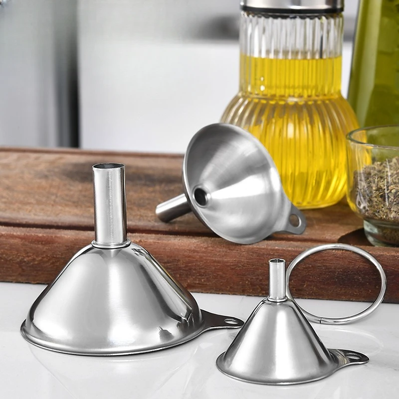 3Pcs Mini Small Mouth Funnel Stainless Steel Filling Hip Flask Beer Liquid Oil Kitchen Gadget Spice Wine Flask Filter Funnel