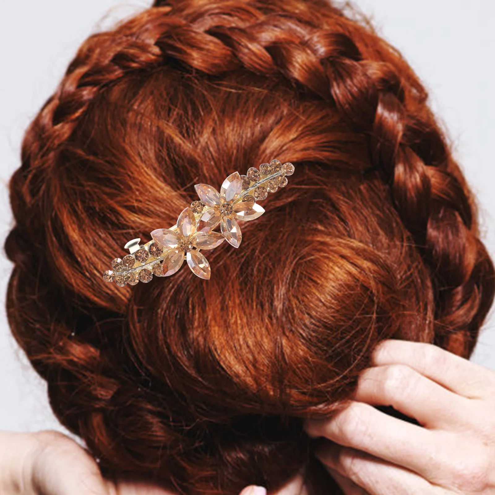 

Rhinestone Flower Clip Spring Accessories Vintage Zinc Alloy Hairpin Styling Clips For Thick Hair Women Hair