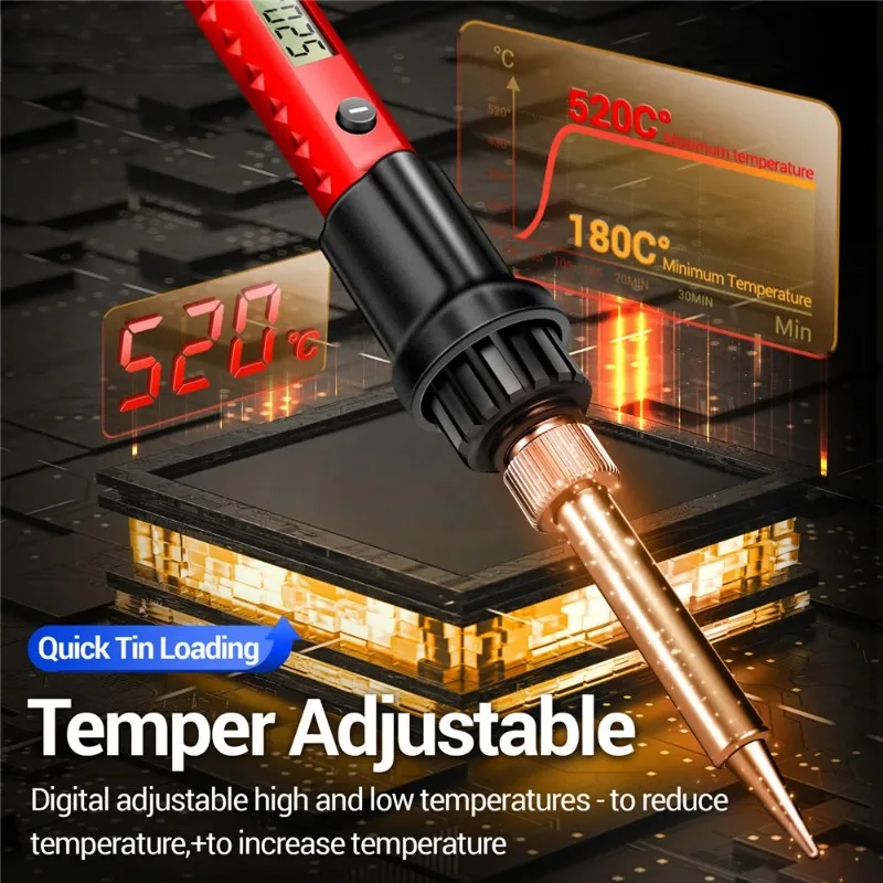 

BIESUO Electric Soldering Iron 60W LCD Digital Display Adjustable Temperature SL105 Soldering Iron Tips Welding Solder Tools