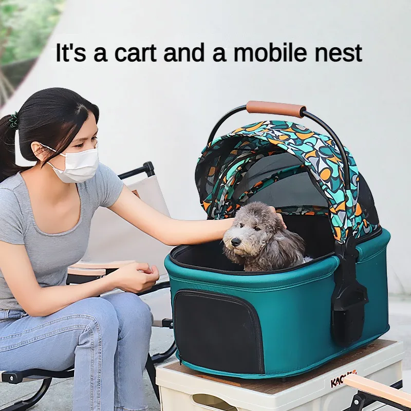 

Pet Stroller Foldable Compartment Multiple Dog Trolley Cat First Class Dogs and Cats Separate Small Medium-Sized Dogs Cart