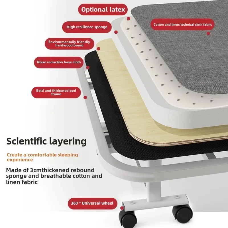 سرير قابل للطي، سرير استراحة غداء مكتبي واحد، سرير قيلولة، سرير مرافقة مخفي قابل للسحب، سرير قابل للطي، سرير مخيم