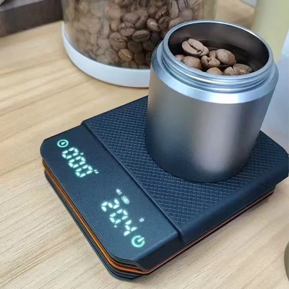Portable Mini Digital Coffee Scale 2kg/1g LED Rechargeable High‑Precision Kitchen Scale with Timer Suitable for Pour‑Over Coffee