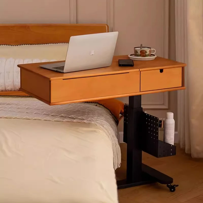 

Removable dressing table Solid wood bedroom Lifting dressing table Flip small apartment dressing table Bedside with wheels