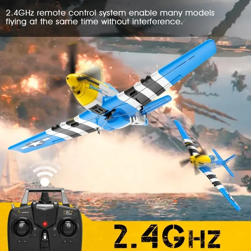 Remote Control Airplane Volantex 761-5v2 Blue P-51d Rc Four-Channel Model Electric Foam Rc Aircraft Children Surprise Gift