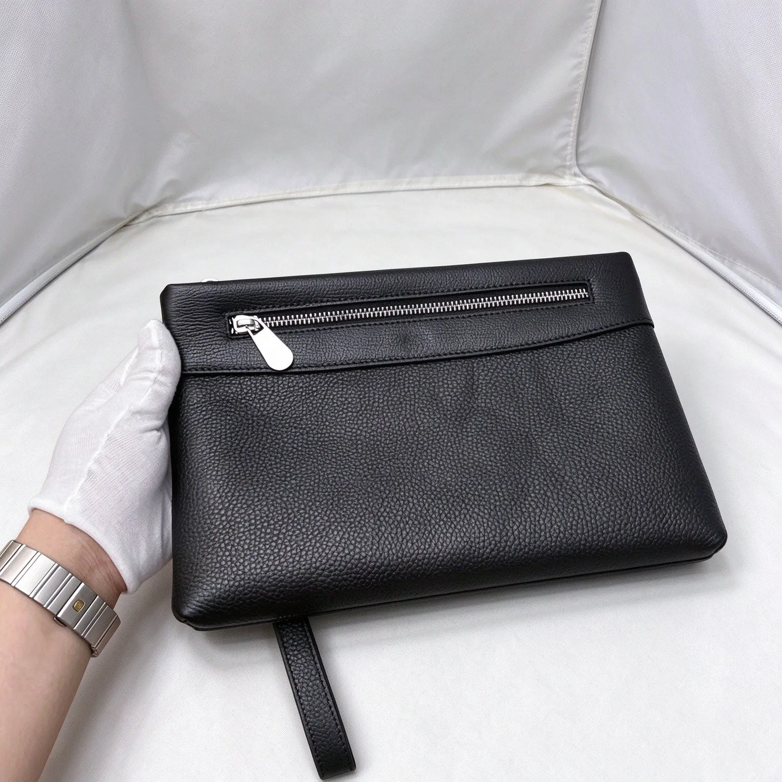 Top Grain Cowhide Leather Hand Pouch, Unisex Portable Genuine Leather Handbag, Multi-purpose Small Hand Carry Storage Bag