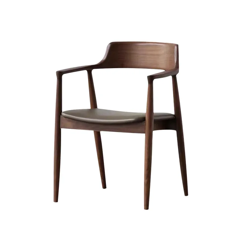

Solid wood dining chair Household dining with armrests Coffee restaurant Meeting negotiation chair Simple back