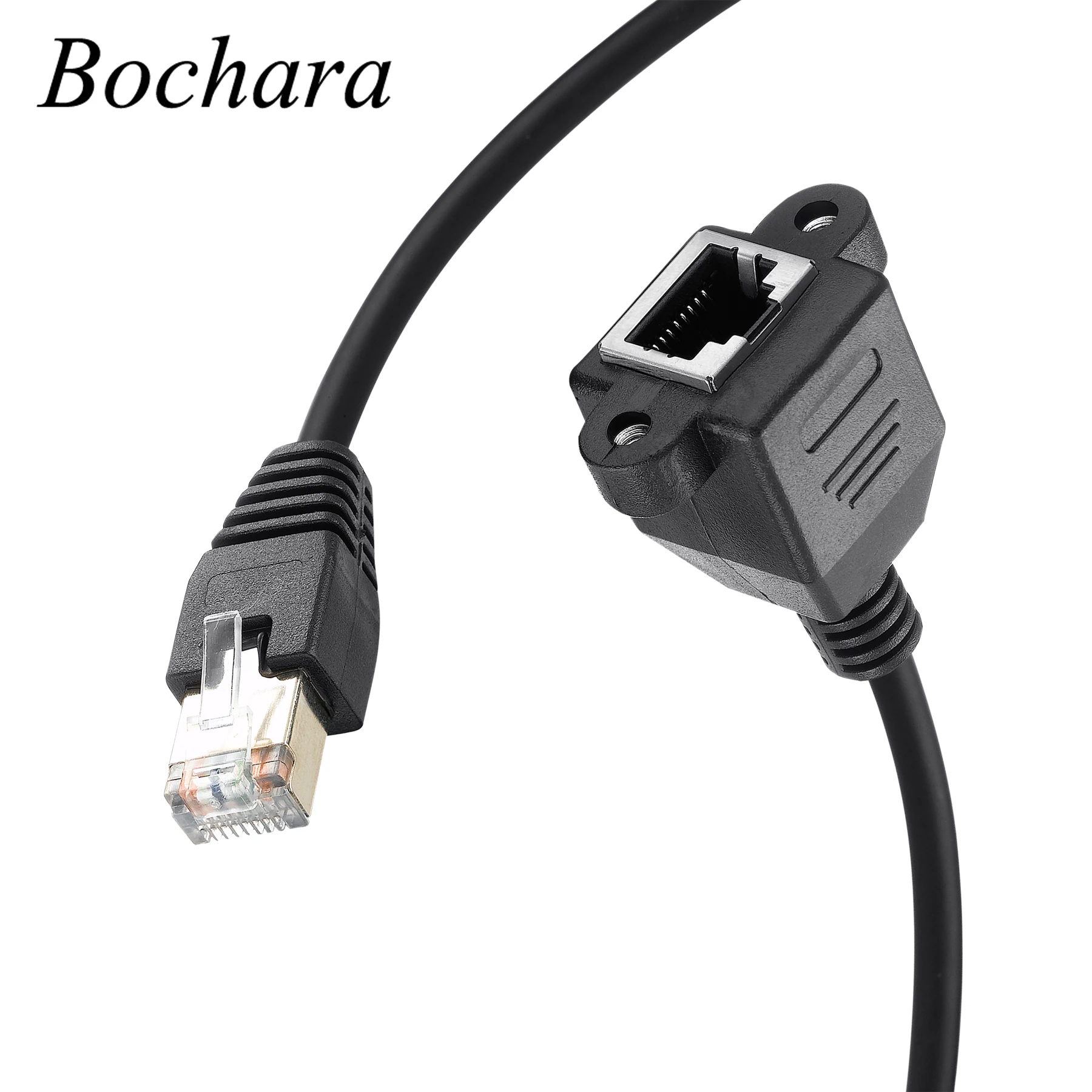 Bochara Cat-5 RJ45 męski na żeński kabel sieciowy Ethernet LAN z Panel z mocowaniem na śruby góra 30cm 60cm 100cm 150cm 2m 3m 5 m