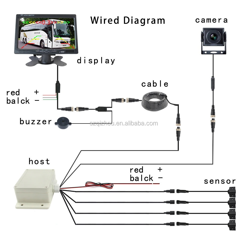 Radar Detector With Vioce/Bibi Alarm 7 Inch Monitor With Rear View Camera Distance Reminder Truck Reverse Parking Sensors
