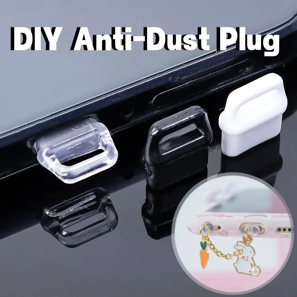 1/10Pcs Durable Mobile Phone Pendant Anti Dust Plug Charge Port Cover DIY Plugs Stopper IOS Type C Transparent Protection Cap