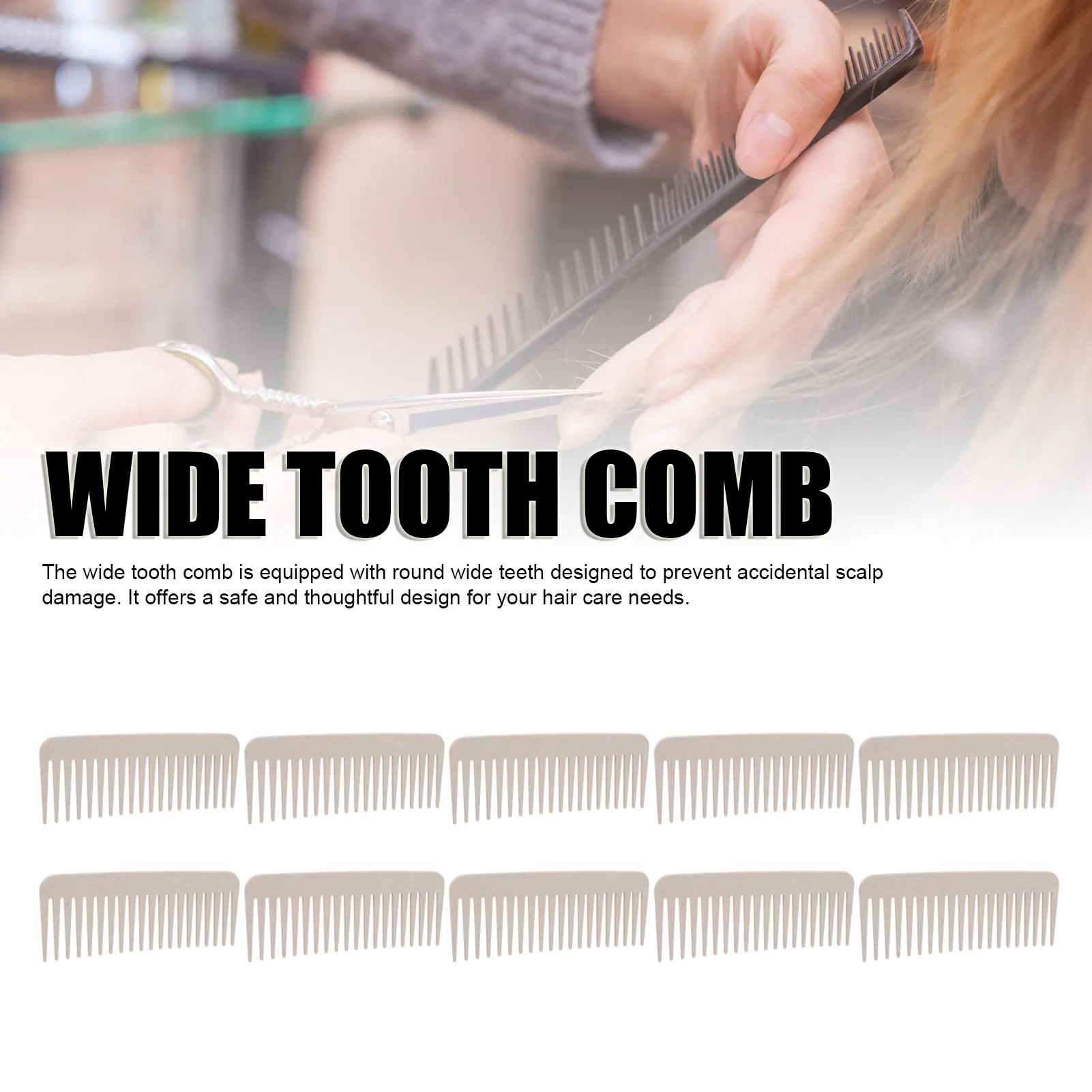Wide Tooth Detangling Comb Reduce Tangling Portable Wide Tooth Comb Detangle 10 Pack Wheat Straw Ergonomic for All Hair Types