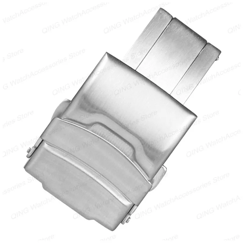 Solid Folding Clasps 304L Stainless Steel Watchband Buckle 18/20/22/24mm Thickened Double Press Folding Button Watch Accessories image 5