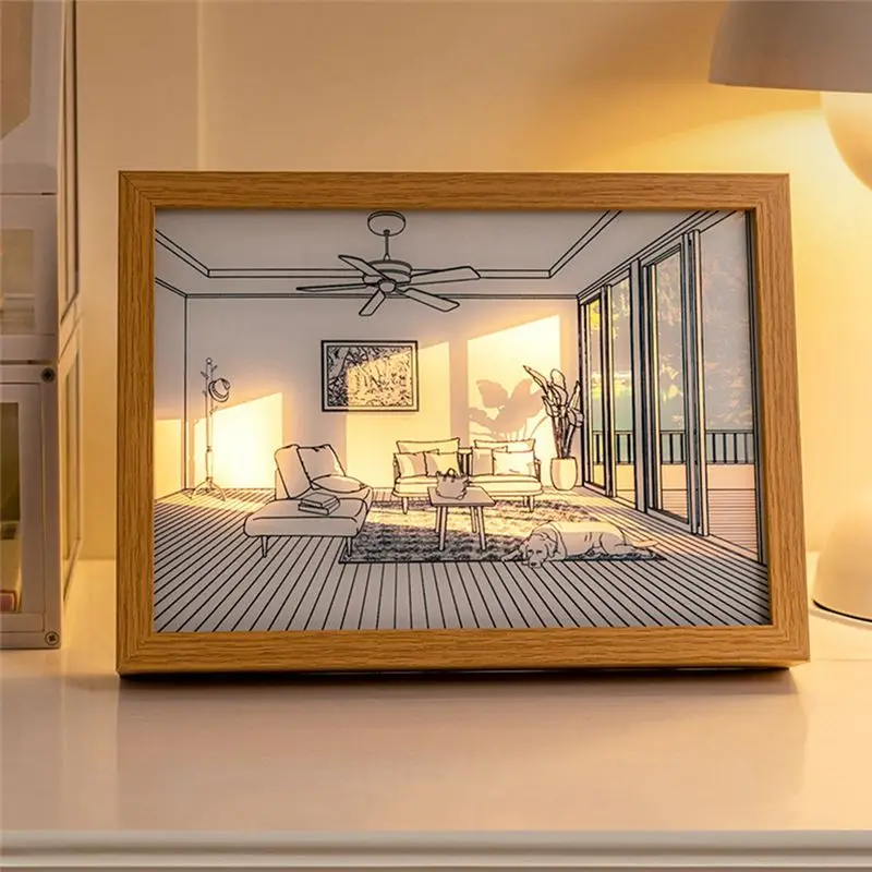 

ABNH световая картина светодиодный ночник прикроватная лампа атмосфера настольная лампа Настенный декор подарок для спальни-32X23 см