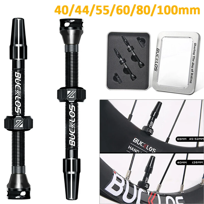 BUCKLOS Bicycle Presta Valve Stem 40/44/55/60/65mm MTB Road Bike Tubeless Paesta Valve Stem Removable Core for Tubessless Wheels