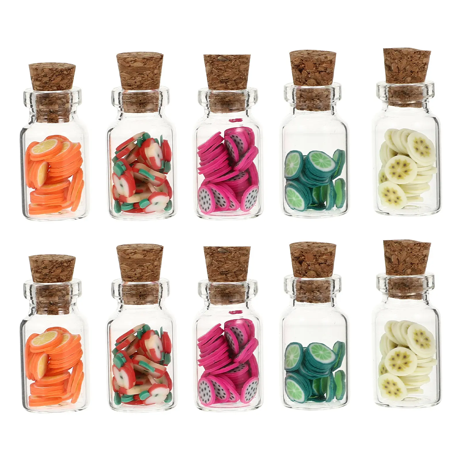 

10Pcs Mini Glass Fruit Can Set for Miniature Scene Decoration Desktop Ornament Micro Landscape Accessories Mini Kitchen