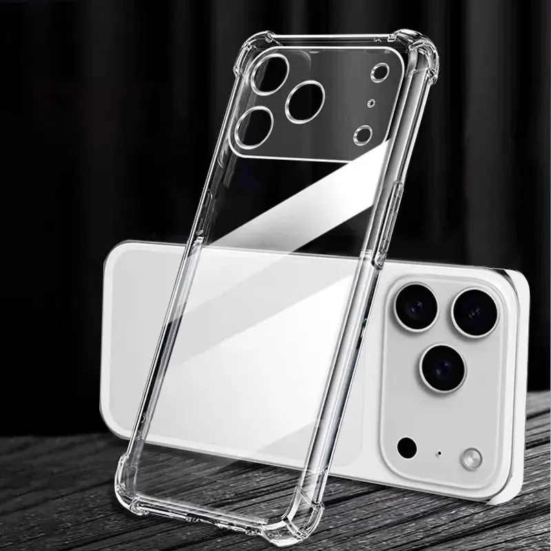 Coques de téléphone anti-chute avec coussin d'air renforcé pour iPhone 18, iPhone Air 17, 18, iPhone 17, iPhone 18 Pro Max, coque transparente souple et résistante aux chocs