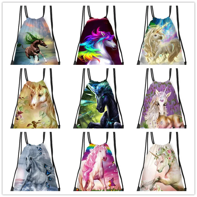 

Сумка на шнурке с милым единорогом, водонепроницаемый Карманный Рюкзак для хранения, детский школьный ранец для девочек, детские подарки на день рождения