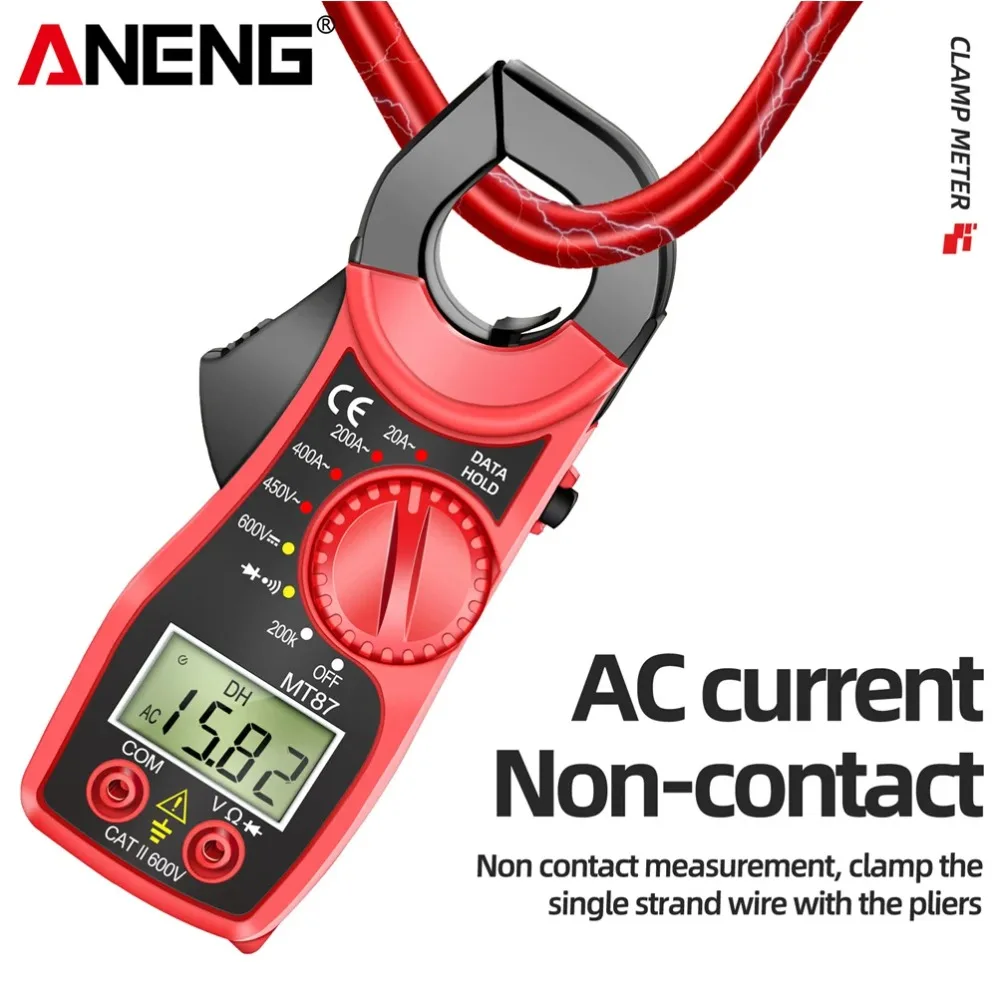 

Цифровой клещевой мультиметр ANENG MT87, 1999 показаний, тестер напряжения DC/AC, измеритель тока, амперметр, NCV, измерение сопротивления, высокоточный детектор, инструмент для измерений.