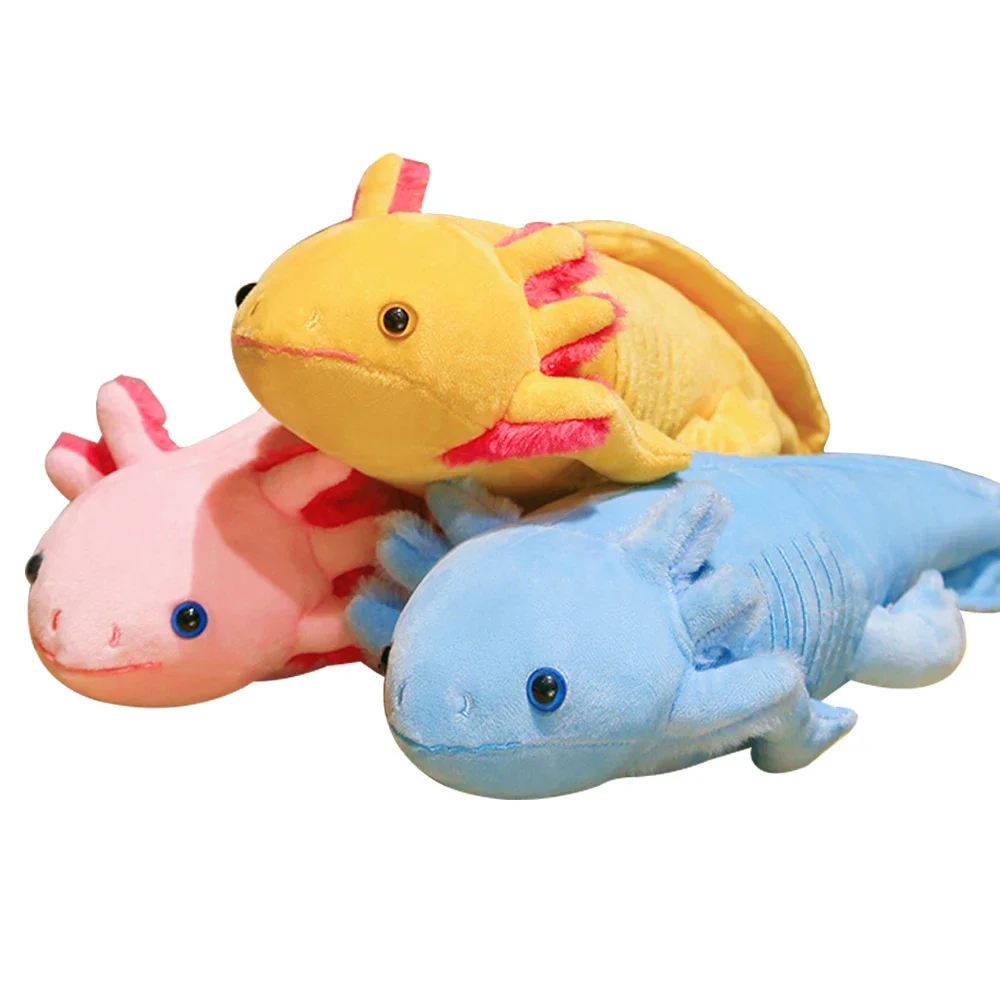 

45cm Kawaii Colorful Newt Plush Toy Stuffed Cute Axolotl Salamander Fuzzy Plush Fish Appeasing Long Pillow Cushion Kids Gift