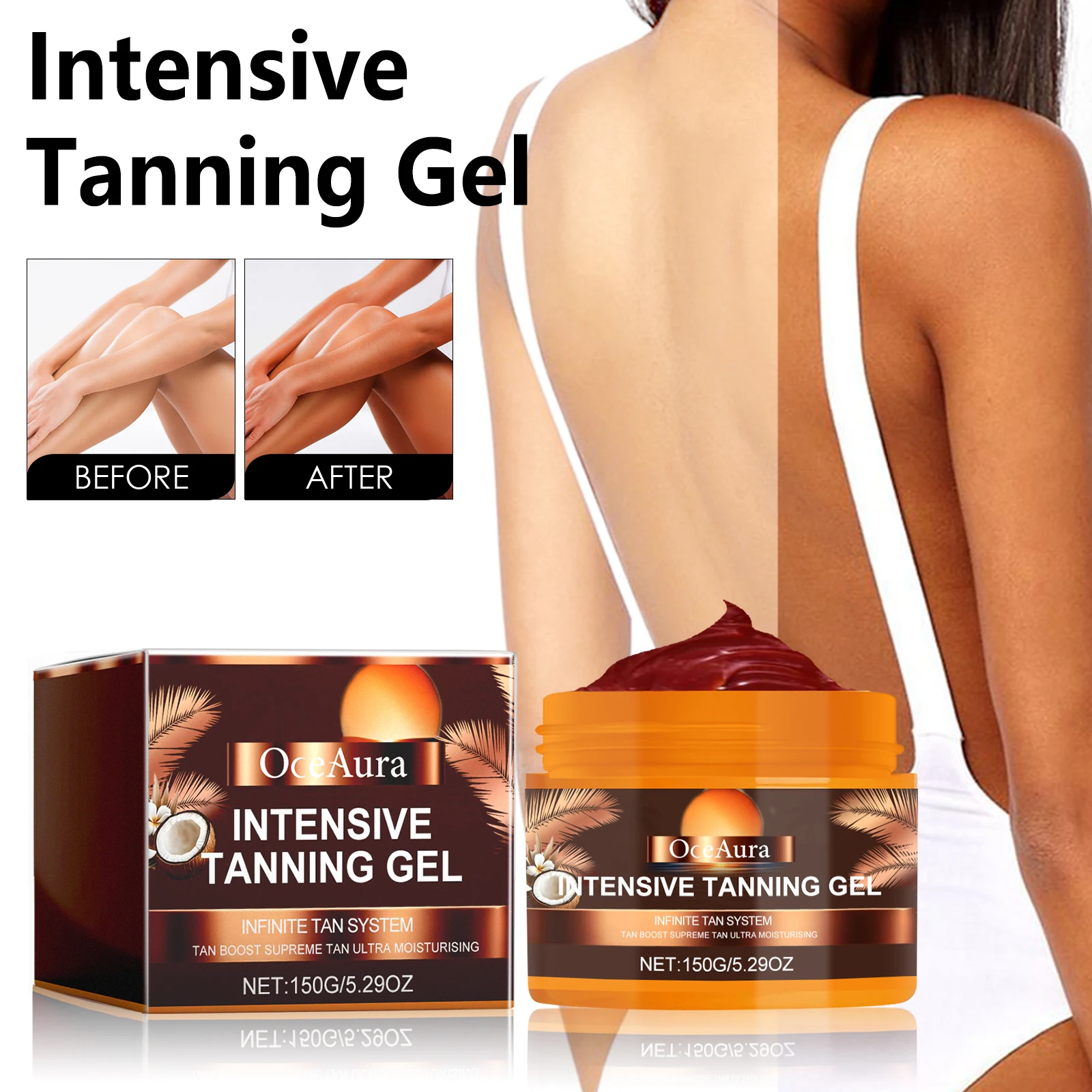 

OceAura Blackening Repair Gel Sun-Free Blackening Summer Beach Natural Wheat Color Moisturizing Body Care