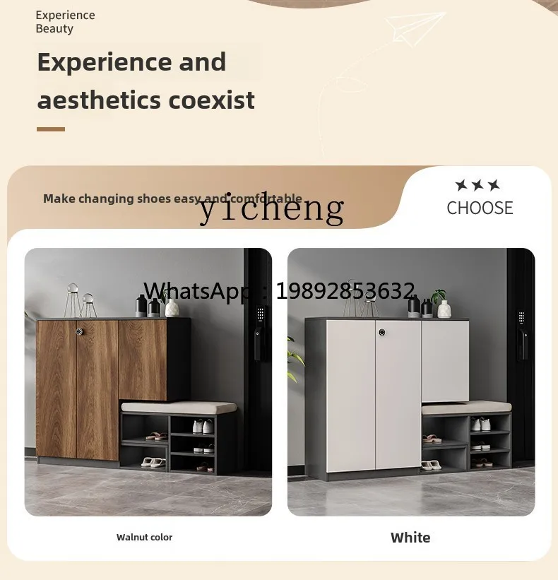 BB household door with shoe change stool integrated cabinet custom entry password lock shoe cabinet solid wood elevator