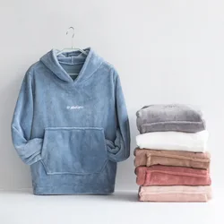 Two-piece Set Nightgown Kigurumi Lingerie Hoodies Sweatshirt Pullovers Harajuku Long sleeve Homewear Flannel Lingerie Oversized