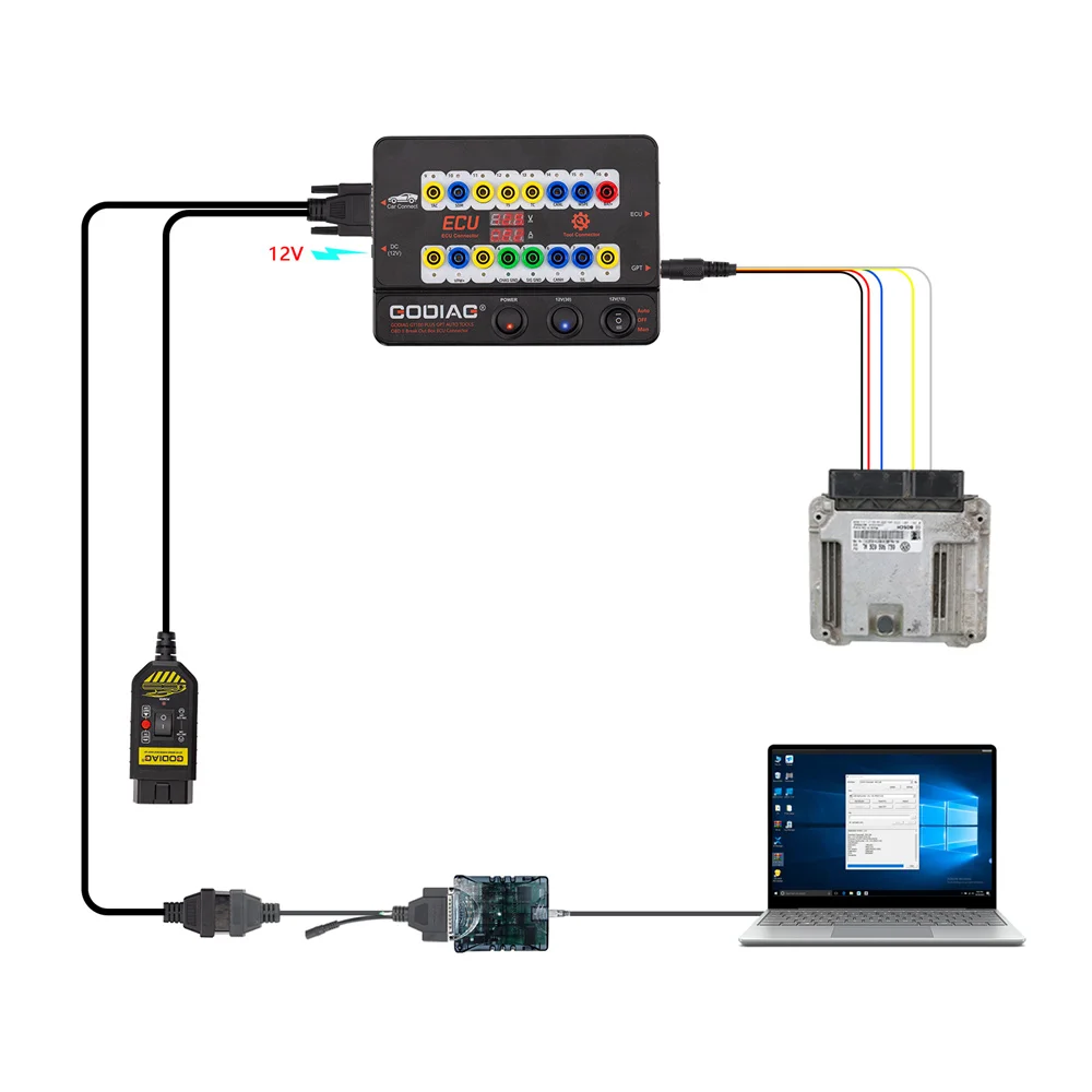 GODIAG GT100 PLUS GPT ENET DOIP 24V-12V AUTO TOOLS OBD II Break Out Box ECU-Anschluss – Detail 5