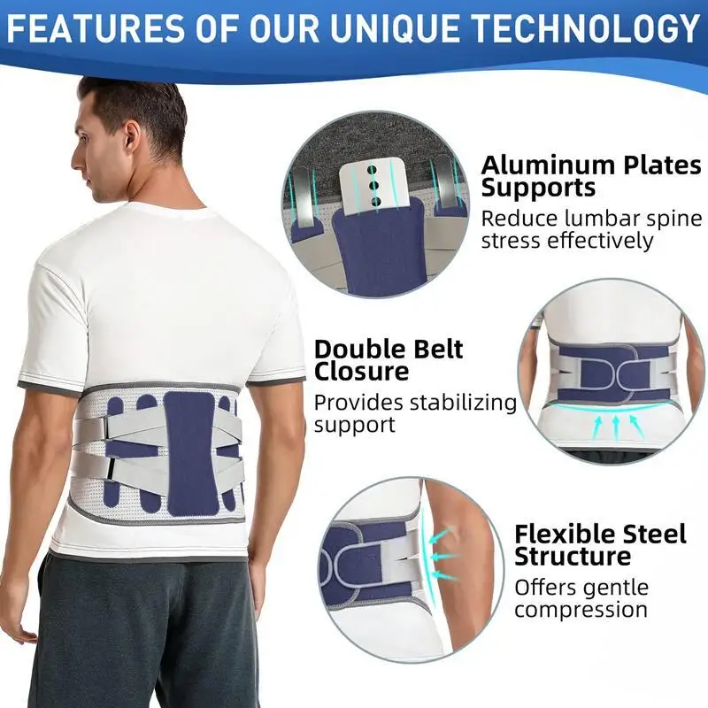 

Widened Steel Plate Waistband with Breathable Lower Back Support with Four Supports