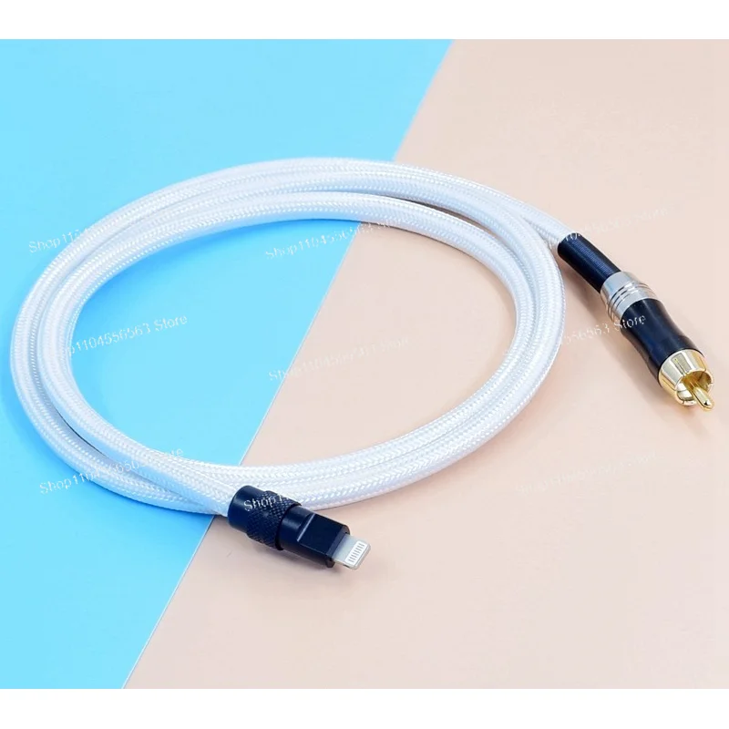 Sterling Silver Type-C/USB-A to RCA Coaxial Audio Cable - For Android Phones/Computers, Supports DSD64 & 16/24-Bit DAC DSP