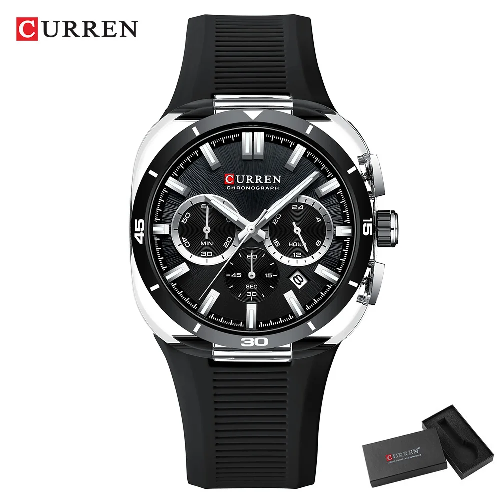Men's CURREN Chronograph Watch, Light Blue Silicone Strap