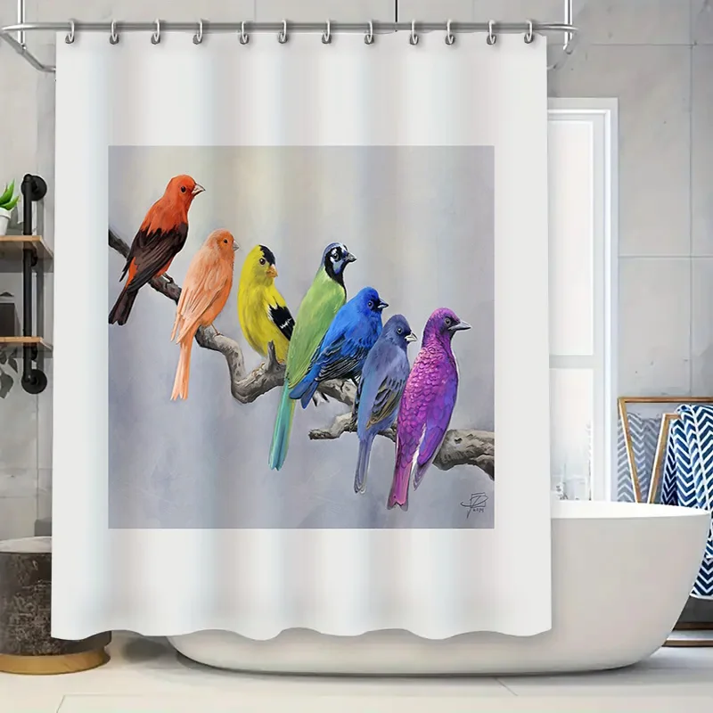 

Красочные занавески для душа с птицами, тропический лес, дикая природа, набор декора для ванной комнаты, водонепроницаемый моющийся домашний текстиль