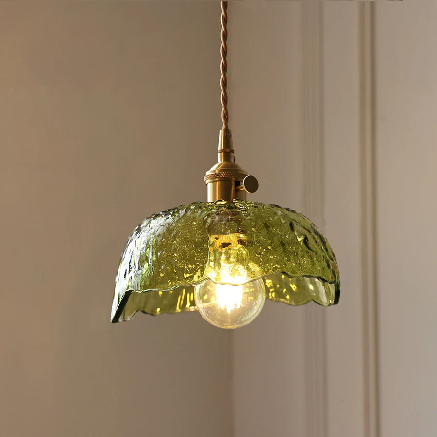 Multi-Style Nordic Pendant Lamp Green Glass Ceiling Lighting Kitchen Island Hand Brass Hanging Light Fixtures for Dining Room