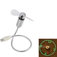 Meat Probe for Grilling Powered Function Mini LED Fan USB Real Clock Cooling Digital Flashing Display Thermometer Clock Time