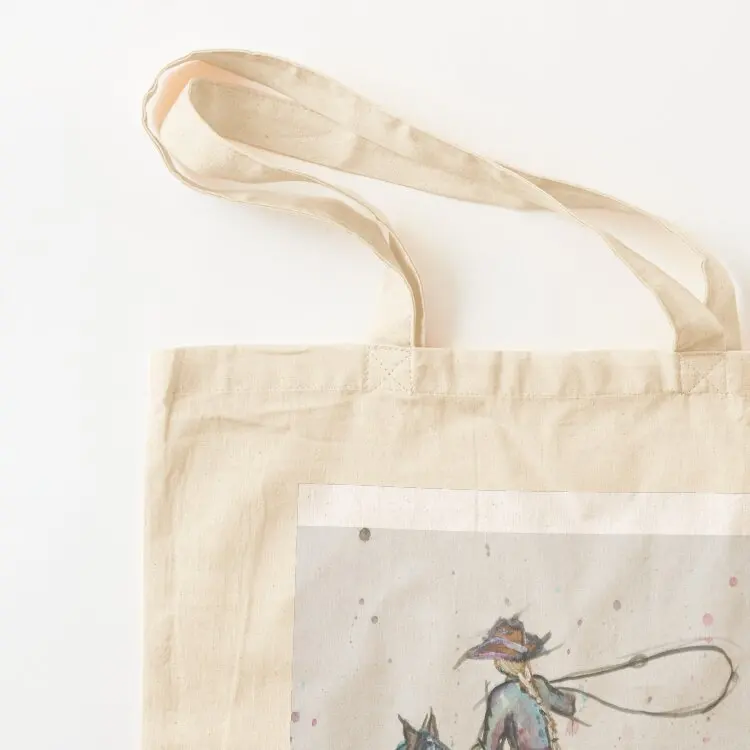 حقيبة رعاة البقر والفتاة، حقيبة تسوق قابلة لإعادة الاستخدام، حقيبة نسائية، عربة تسوق، كتف من القماش