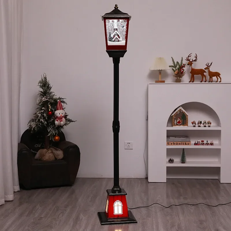 For Lucky Snow Christmas Ornaments New European Style Small Street Lights Dynamic Interior Festival Decor Music Light Up