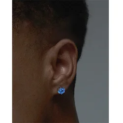 1PCS Hip Hop Blue Crystal Zircon Stud Earrings Simple Men Earrings Women Fashion Jewelry Versatile Accessories Dropshipping
