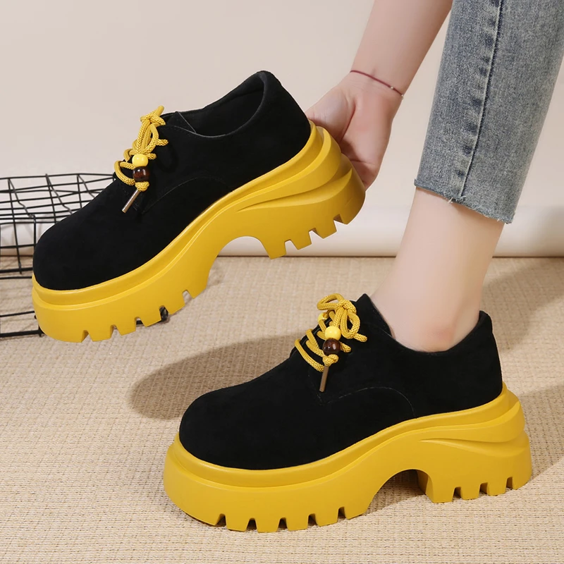 

Модная и сексуальная вулканизированная обувь на шнуровке для женщин, весенне-осенняя новая удобная повседневная спортивная обувь с круглым носком на толстой подошве