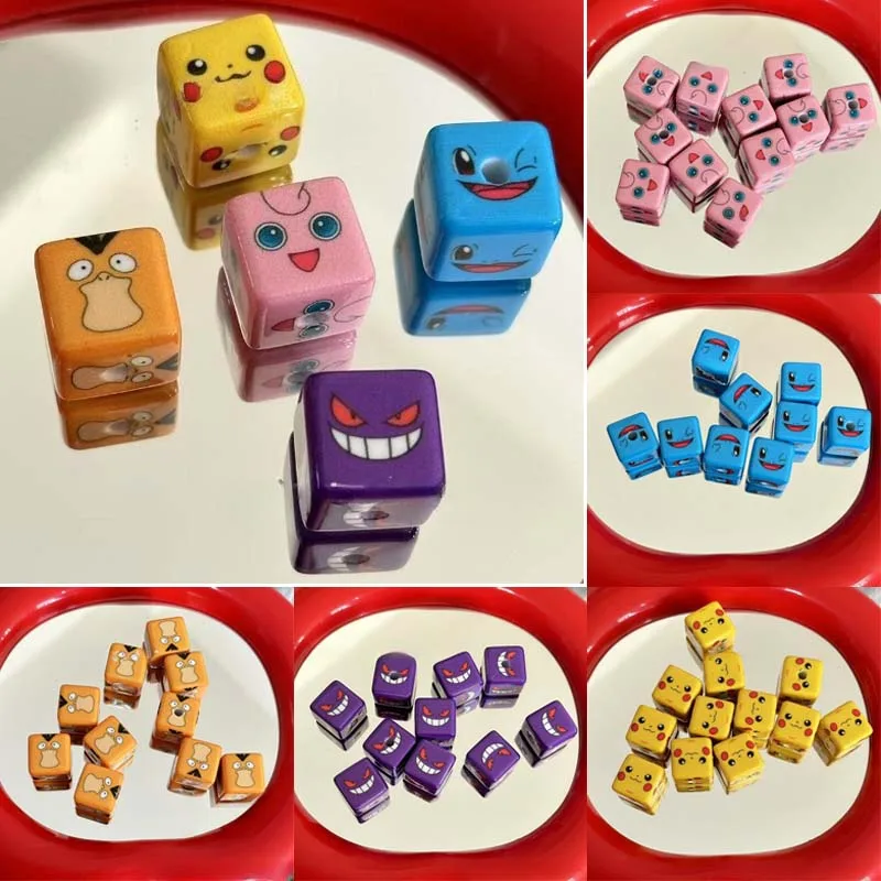 

15mm Pikachu Square with Rounded Corners Beads for DIY Jewelry Making Bracelets Necklace Printed Acrylic Accessories Gifts New