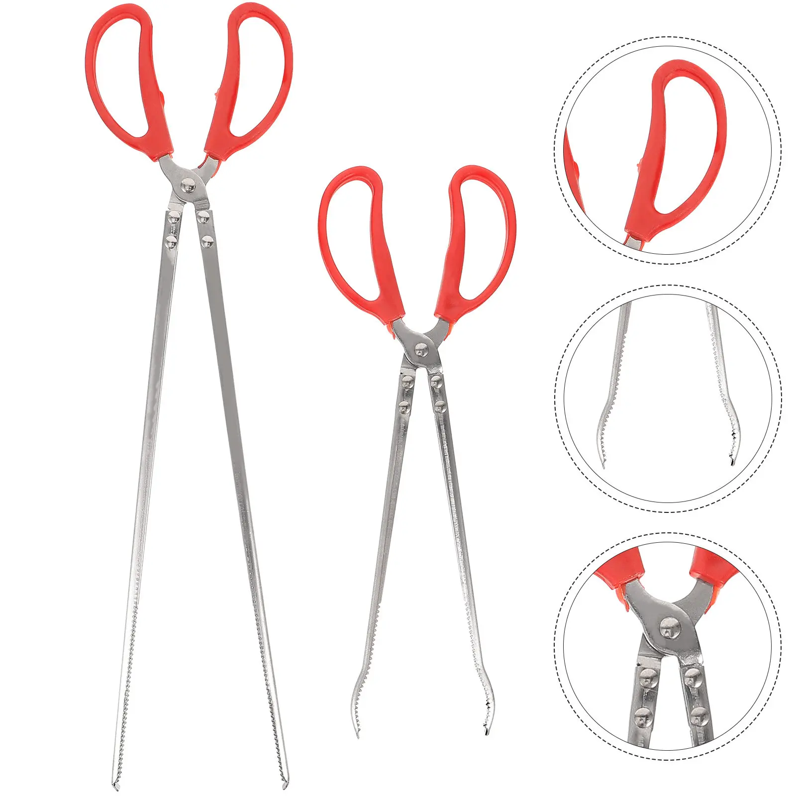 2Pcs Extra Long Crab Grabber Tong Metal Sea Crab Clamp Loach Clamp Fish Catching Tong for Outdoor Beach Camping Travel